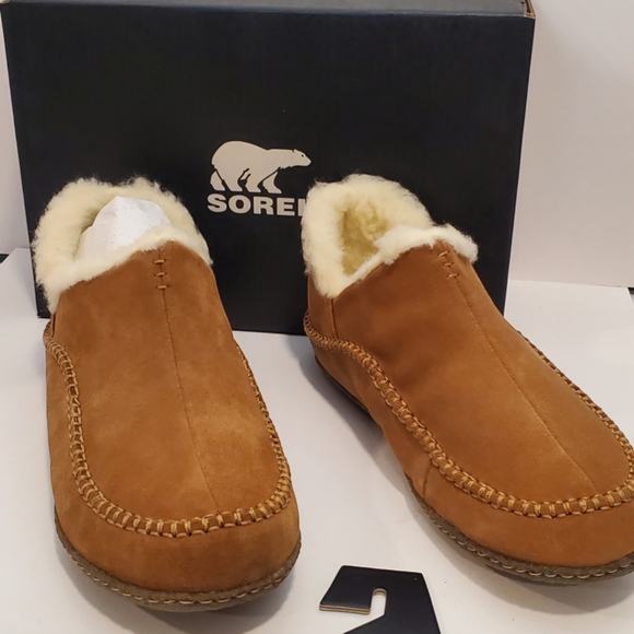 (NEW) SOREL MANAWAN™ II SLIPPER Elk Natural Brown Suede NM3477-286 Men’s ALL SZ - Picture 1 of 9